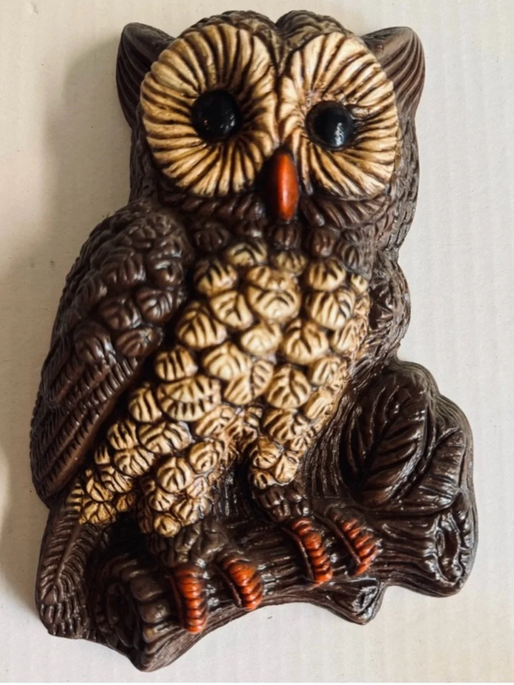 4 HOMCO Vintage 70s Adorable Rustic Brown Owl Wall Decor Set of 4